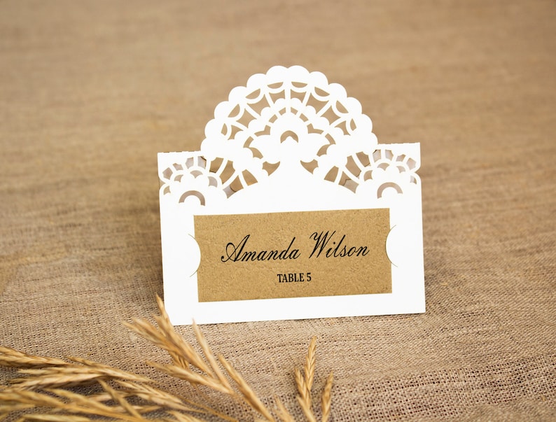 Lace Place Card Template SVG Wedding Lace Place Card - Etsy