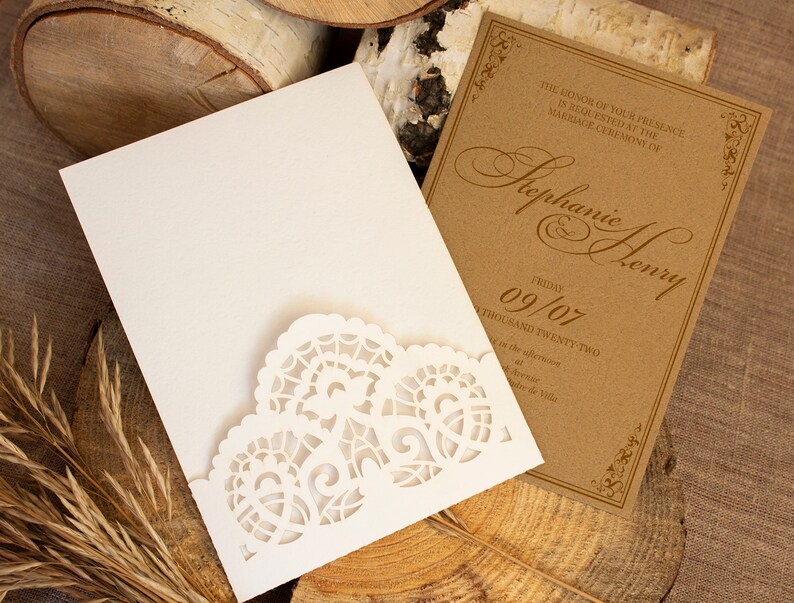 Rustic Pocket Invitation Template SVG, Wedding Lace Envelope Template ...