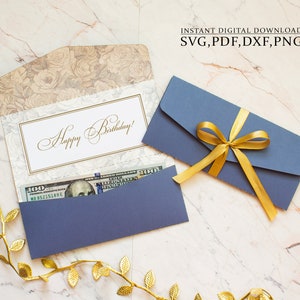 Busta per contanti in formato svg, modello di busta regalo per il ringraziamento, busta semplice e rigorosa, taglio laser (svg, dxf, pdf), Silhouette Cameo Cricut