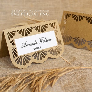 Modelo de cartão de lugar SVG, Cartão de lugar de casamento, Cartão de ação de graças, Corte a laser, Cameo Cricut svg dxf ai cdr