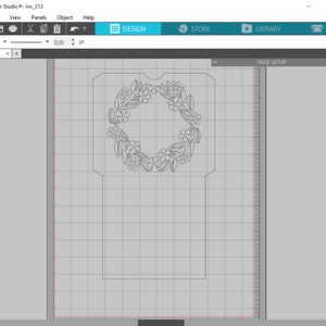May include: A digital design for a floral wreath with a blank space in the center. The design is on a gray background with a grid.