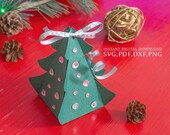 Christmas tree box svg, Gift box template, candy box for Portrait Cameo Cricut, laser cut, svg dxf ai cdr