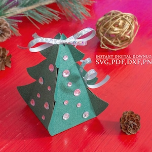 Arbre de Noël boîte svg, modèle de boîte cadeau, boîte de bonbons pour Portrait camée Cricut, découpé au laser, svg dxf ai cdr