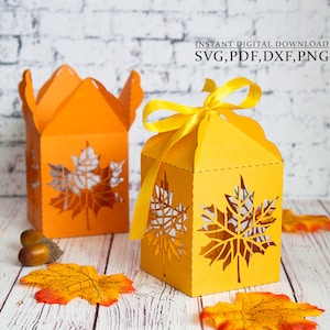 Modèle de boîte de feuille d'érable, svg de boîte de mariage d'automne, modèle de boîte cadeau, boîte de bonbons de Thanksgiving, portrait camée Cricut, découpé au laser, svg dxf ai cdr