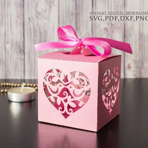 Modèle de boîte cadeau, boîte de mariage svg, boîte de bonbons coeur, boîte de Thanksgiving Saint-Valentin pour Portrait Cameo Cricut, découpé au laser, svg dxf ai cdr