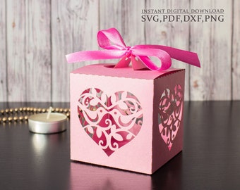 Gift box template, Wedding svg box, heart candy box, thanksgiving valentine's box for Portrait Cameo Cricut, laser cut, svg dxf ai cdr