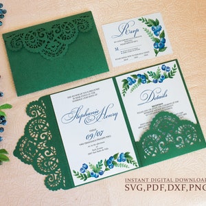 Hochzeitseinladung Spitze, 5x7 Tasche Umschlag Vorlage für Cricut, Laser Cut, Papierschnitt, Cameo (svg dxf ai cdr)