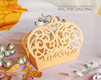 Princess crown box svg, Wedding gift box template, candy box for Portrait Cameo Cricut, laser cut, svg dxf ai cdr