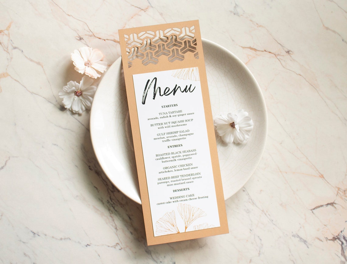 Wedding Set Templates Svg, Geometric Trifold Invitations, Box, Menu ...