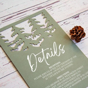 Pine forest wedding invitation set svg template, folding trees eco party invite card for Cricut, Laser svg dxf ai cdr image 4