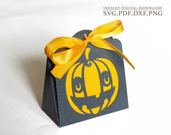 Pumpa Halloween godisask SVG-mall (digital nedladdning)