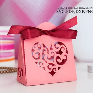 Modèle de boîte cadeau svg, modèle de boîte de mariage coeur, boîte de fête de bonbons favor, boîte cadeau pour découpe laser, papier découpé, Cricut, Cameo (svg dxf ai cdr)