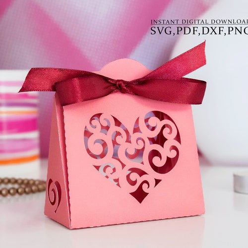 Gift Box Template Svg Heart Wedding Box Template Candy Party Etsy