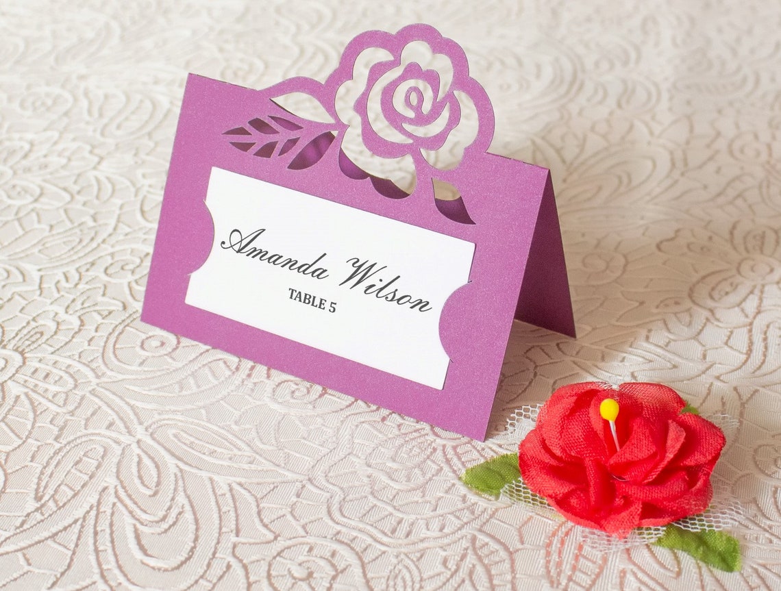 Place Card Template Svg Rose Wedding Place Cards Escort Card Etsy