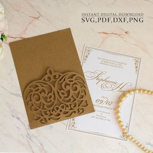 Hochzeitseinladungsvorlage 13x18,5x18, Für Cricut, Laser Cut, Cameo svg dxf ai cdr