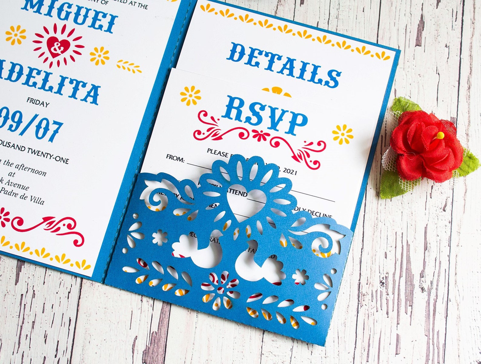 Mexican Invitation Template Wedding Trifold 5x7 Svg Pocket - Etsy