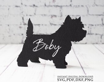 Place card template SVG, Westie Dog party table decor for Laser Cut Cameo Cricut svg dxf ai cdr
