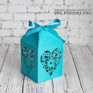 Modèle de coffret cadeau de mariage SVG, boîte de Saint-Valentin coeur de fleur, boîte de bonbons en dentelle pour Cricut, Découpe laser, papier découpé, Cameo (svg dxf ai cdr)