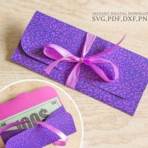 Sobre de dinero svg, sobre de regalo simple, plantilla de acción de gracias de sobre de efectivo, corte láser (svg, dxf, pdf), Silhouette Cameo Cricut