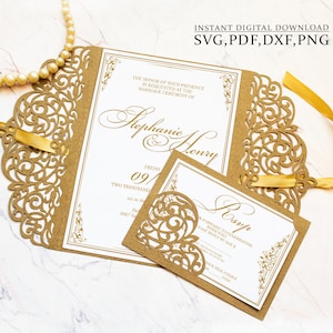 Hochzeitseinladung Vorlage SVG, 5x7 Floral Spitzen Umschlag, RSVP Vorlage, Laser cutting (svg,dxf,pdf), Silhouette Cameo Cricut
