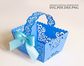 Modello SVG per cestino in pizzo, taglio laser, Cricut, Cameo (download digitale)