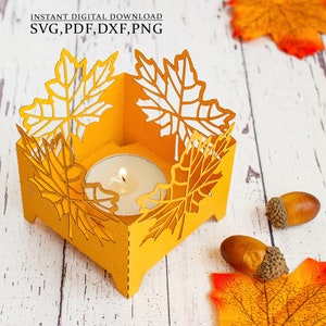 Maple Leaf Paper Lamp svg Vorlage, Hochzeit im Herbst Tischdekoration, Halloween Thanksgiving Dekor für Cricut, Laser Cut, Cameo svg dxf ai cdr