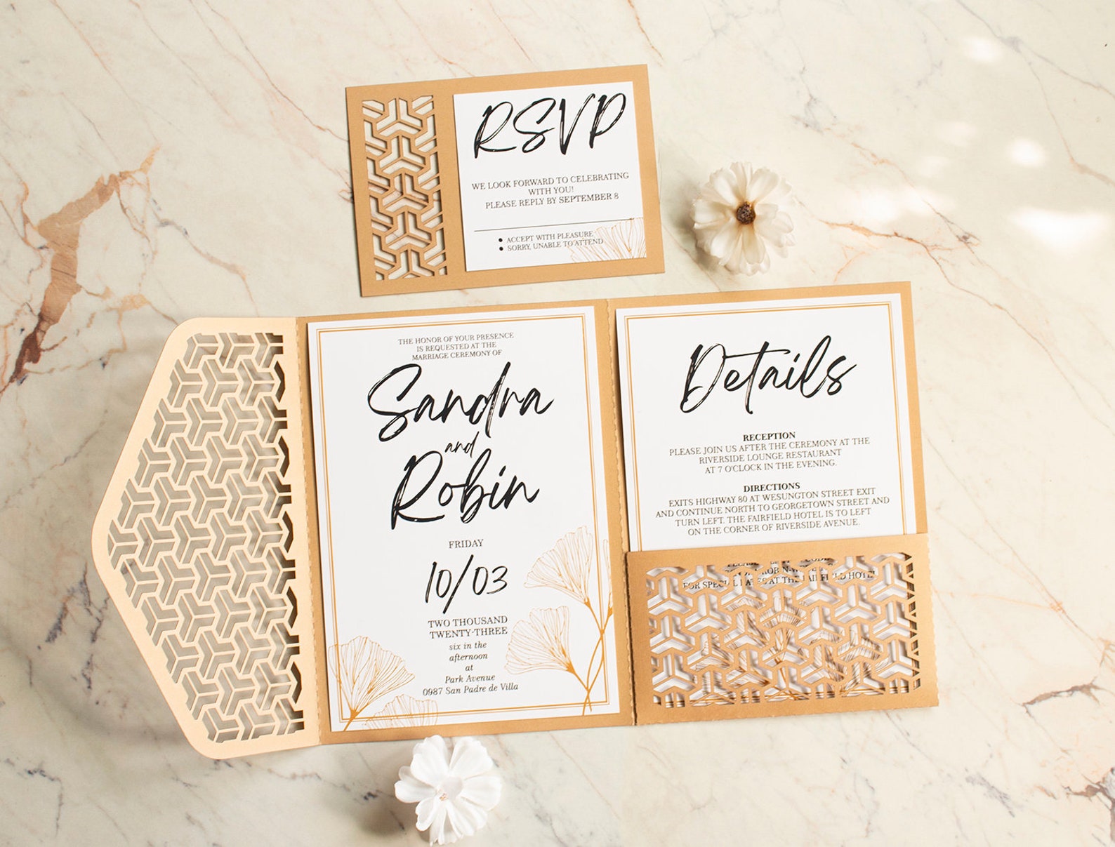 Wedding Set Templates Svg, Geometric Trifold Invitations, Box, Menu ...