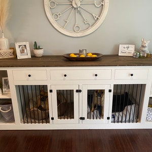 Double Wooden Dog Kennel w/ Shelves and Drawers - Biggest Dog Kennels on Etsy wooden dog crate handmade quality materials fully customizable