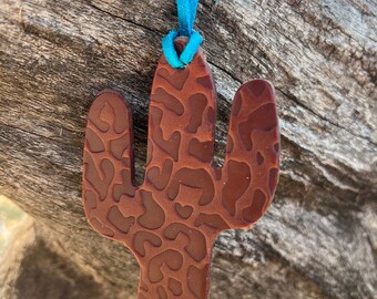 Cheetah Cactus - Handmade Leather Air Flairs - Leather Car Air Freshner