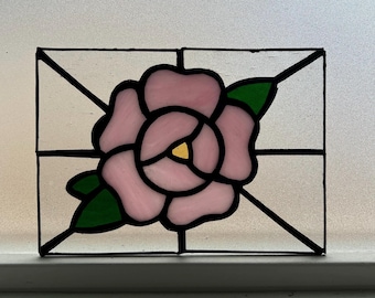Stained glass peony panel