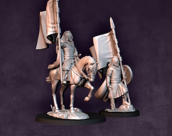 West Humans Royal Guard with Banner - Foot and Mounted | Davale Games | Fantasy