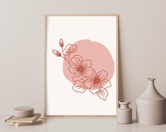Floral Wall Art Print Instant Download - Afdrukbaar wanddecor - Bloemenprint - Botanische print - Organische print