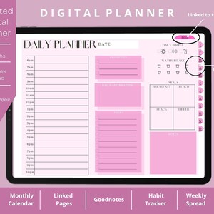Undatierter Digitaler Planer | Goodnotes & iPad Planer | Rosa Blumen
