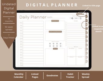 Undated Digital Planner | Goodnotes & iPad Planner | Neutral