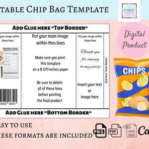 Chip Bag Template Canva Editable Blank Chip Bag DIY Custom - Etsy
