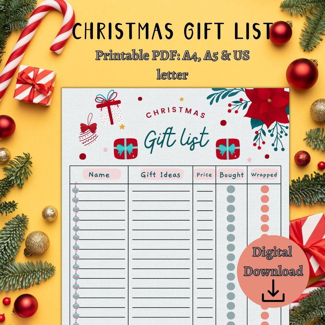 Christmas Gift List Printable Christmas Wish List Christmas - Etsy UK