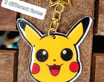 Chibi Pika Keychain: Anime Star Charm, UV Resin Coated