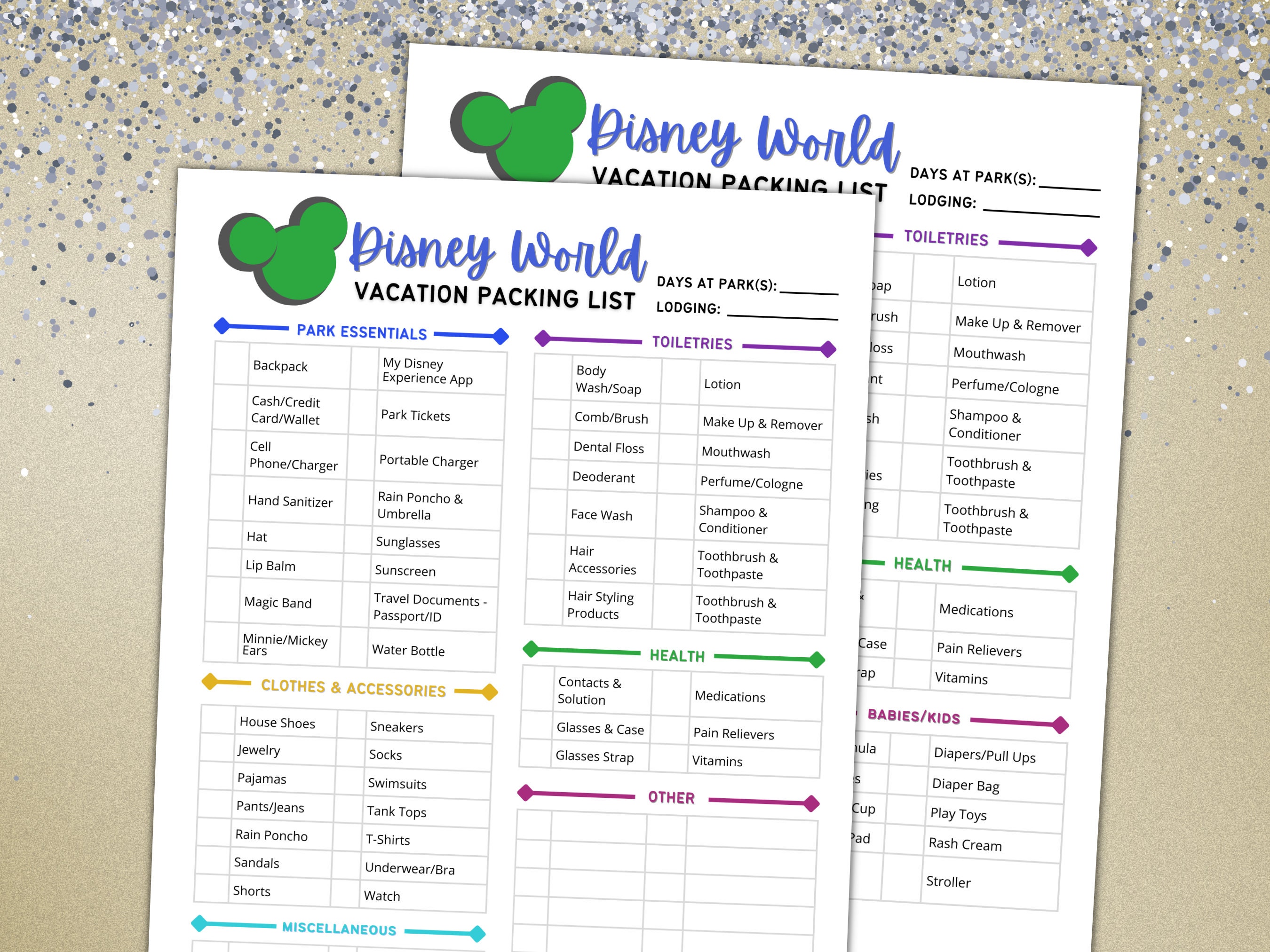 WDW Vacation Planner Printable Packing Checklist, Printable, Packing List, Digital Download - Etsy
