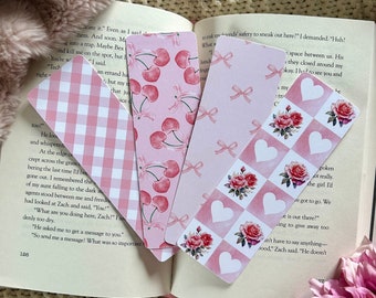 Coquette bookmark set or individual | Pink bookmarks | Gifts for book lovers | Bow bookmark | Soft girl era | Girly aesthetic | Bookish