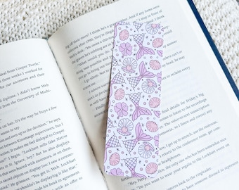 Mermaid Tails Bookmark | Summer Bookmarks | Sea Shells Bookmark | Pink Summer | Surfer Girl Bookmark | Bookish Merch | Beach Reading | Girly