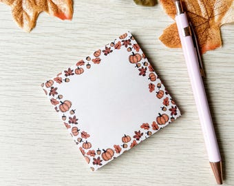Pumpkin Sticky Notes , Fall Sticky Notes , Memo Pad , Fall Stationary , Autumn Sticky Notes , Seasonal Sticky Notepad , Aesthetic Stationery