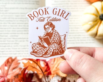 Book Girl Fall Edition Sticker | Bookish Stickers | Kindle Sticker | Bookish Merch | Fall Stickers | Autumn Sticker | Fall Aesthetic | Books