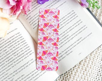Pink Mushroom Bookmark | Moth Bookmark | Bookish Merch | Enchanted Forest | Cottagecore Bookmark | Romantasy | Whimsical Book Lover
