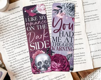 Trigger Warnings Bookmark Set or Individual | Dark Romance Bookmark | Morally Grey | Smut Bookmark | Bookish Merch | Moody Bookish Art