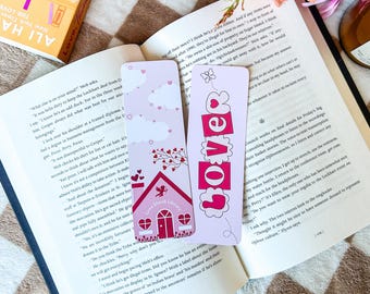 Readers in Love, lot ou individuel | Marque-page romantique | Merchandising livresques | Cadeaux pour amoureux des livres | Marque-page rose | Marque-page de bibliothèque | Librairie | Vjour