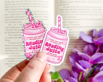 Reading Juice Sticker | Bookish Stickers | Kindle Sticker | Book Lover Stickers | Bookish Merch | Glitter Sticker | Pink Kindle Stickers