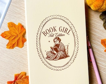 Fall Girl A5 Journal , Leatherette Lined Notebook , Reading Journal , Bookish Journal , Book Review Journal , Notebook for Fall