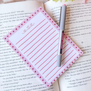Cute Heart Notepad | Pink Stationery | Memo Pad | To Do List | Valentine Stationery | Aesthetic Stationery | Romantic Paper | Writer Tools