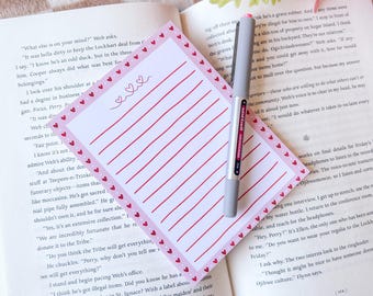 Cute Heart Notepad | Pink Stationery | Memo Pad | To Do List | Valentine Stationery | Aesthetic Stationery | Romantic Paper | Writer Tools
