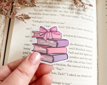 Coquette Book Stack Sticker | Bookish Stickers | Kindle Stickers | Soft Girl Era | Bookish Merch | Coquette Stickers | Bookish | Booktok